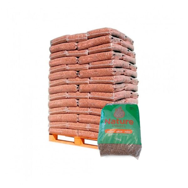 Palete de 65 sacos de 15 kg de pellet certificado Nature 6mm